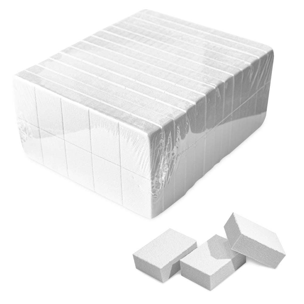 Nail Mini White Buffer Block File 80/100 Grit 2 Sided (130pc White)