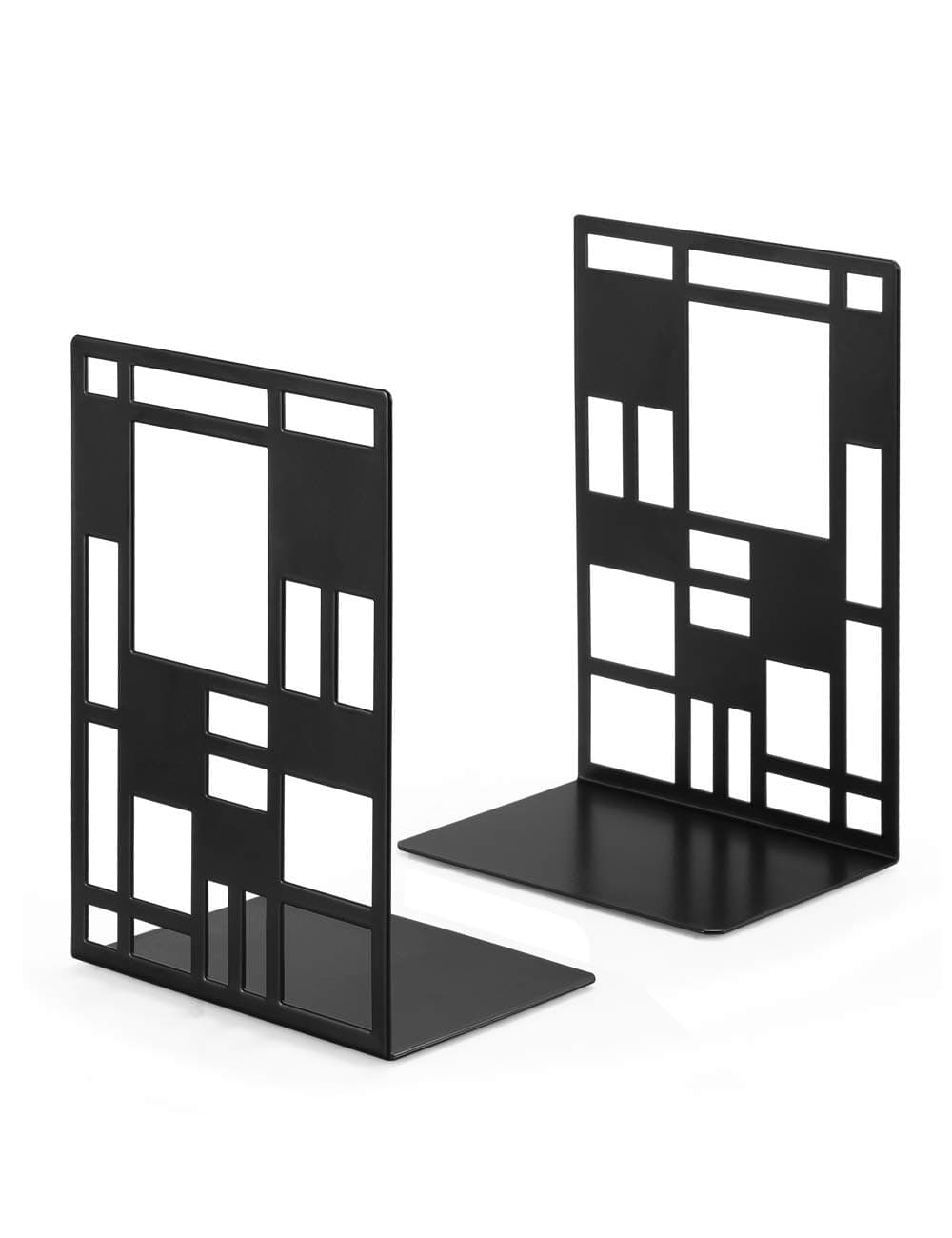 Book Ends, Bookends, Bookends Heavy duty, Book Ends for Book Shelves, Decorative Metal Book Stopper (Black 1 Pair) for Bookworms Gifts, Abstract Desgin Book Dividers Holders Stand For Office, Library