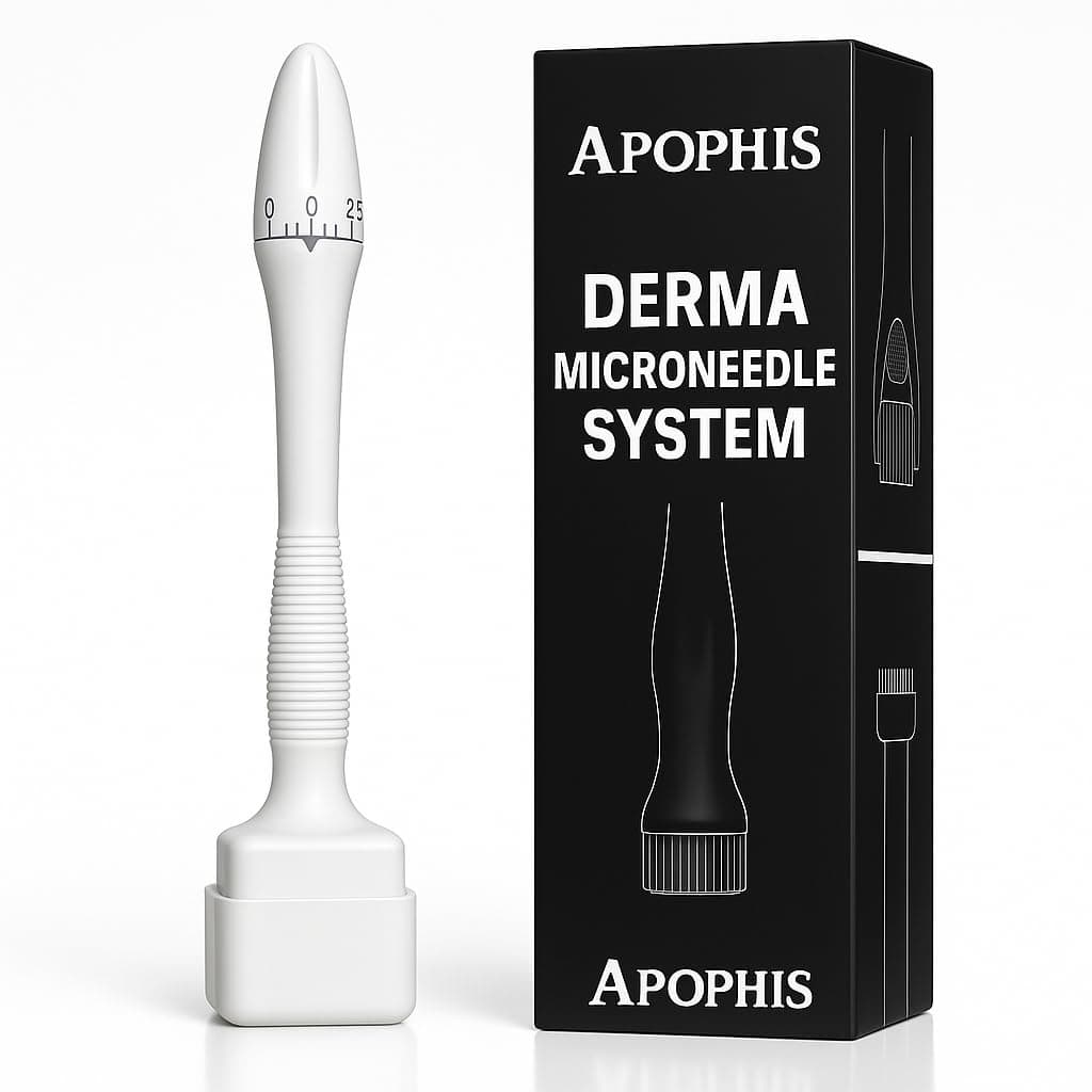 APOPHIS 140 Titanium Adjustable Micro Needles Facial Derma Roller Kit for Skin Repair, Face, Hair & Beard Growth (SKIN & Hair & Beard Growth)