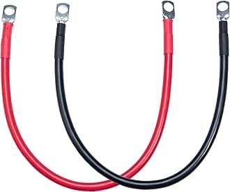 5AWG Battery Cable with 5/16'' (M8) Lug Terminals 14inch Cables Set Tinned Copper Battery Inverter Cable for Car, Truck, RV, Solar