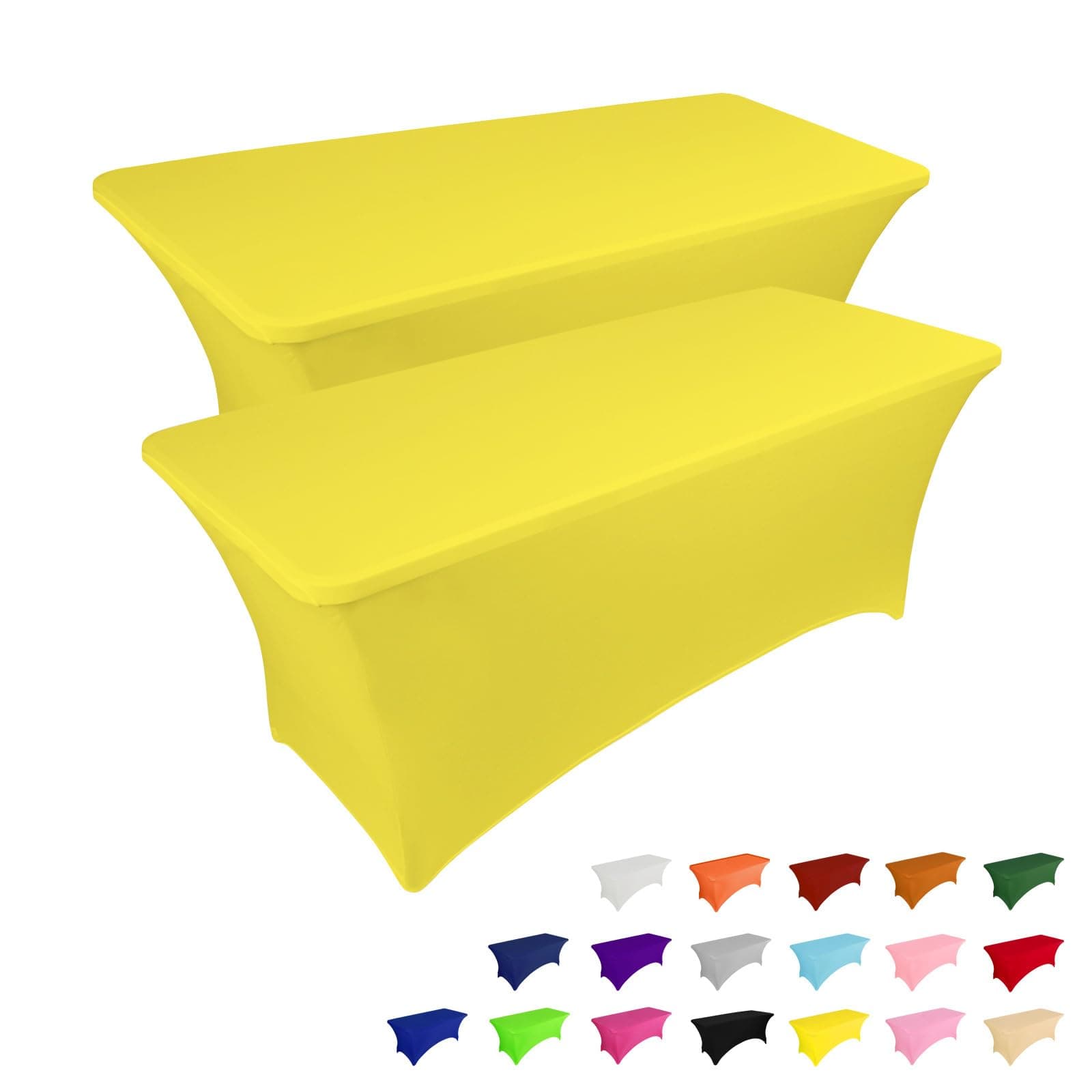 IVAPUPU Spandex Tablecloth Fitted Rectangular 6ft Folding Table Cover Reusable Elastic Table Cloth for Party Buffet Tradeshows Banquet Vendor Weddings Massage, 2Pcs