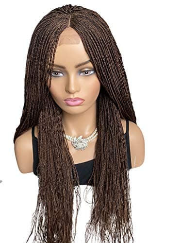 JBG SERVICES Authentic African Braided Wigs - Micro Million Braid Wig For African American Women Lace Closure Finishing for Natural-Look Hairline -22 inch Color 30/33 Mixed