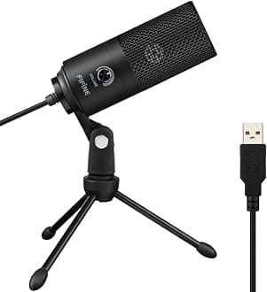 Fifine K669B USB Microphone, Metal Condenser Recording Microphone for MAC OS, Windows, Cardioid Laptop Mic for Recording Vocals, Voice Overs, Streaming, Meeting and YouTube Videos-Black