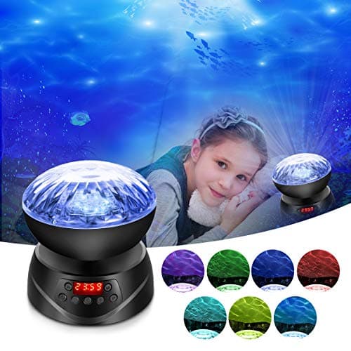 Night Light Projector, SUPTEMPO Ocean Wave Projector with 7 Colors Remote Control Timers Night Lights Lamp for Baby Kids Bedroom Living Room Decoration Parties Gifts