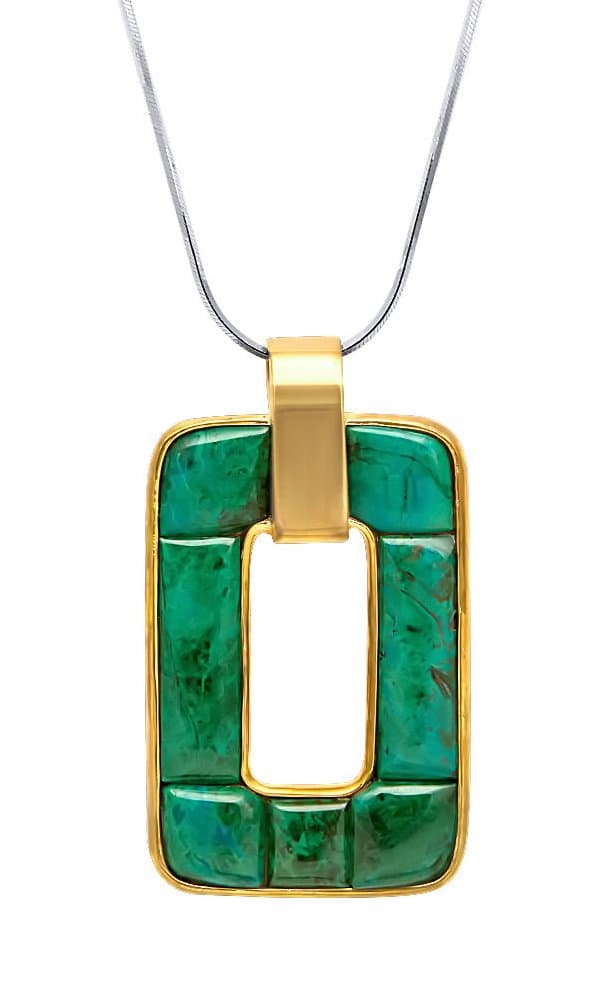 Jay King Mine Chrysocolla Rectangular Copper "O" Cut-Out Pendant Necklace, 18"