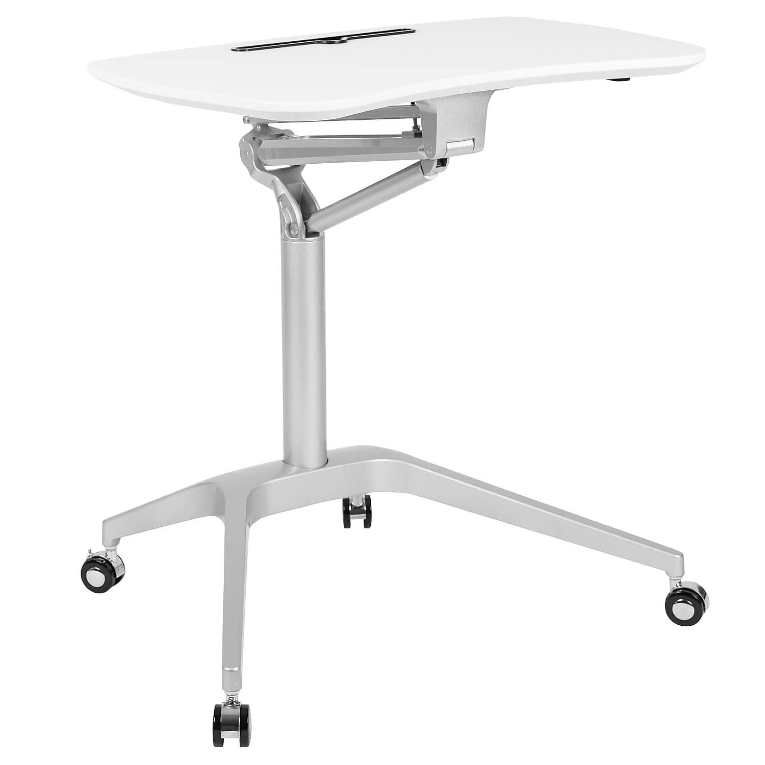 Flash Furniture Mobile Sit-Down, Stand-Up White Computer Ergonomic Desk with 28.25"W Top (Adjustable Range 29" - 41")