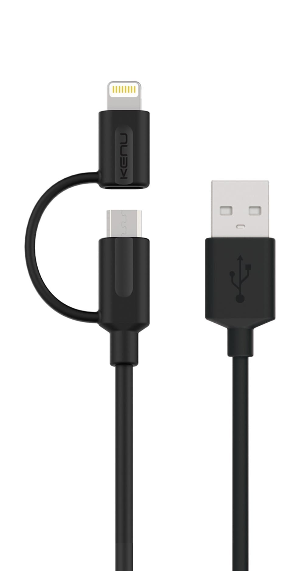 Kenu Tripline 2m/6' 2 in 1 Lightning & Micro-USB Charge/Sync Cable | MFI Certified for iPhone X/8/8 Plus/7/7 Plus/6/6s, iPad Air / Air 2 / Pro, iPad mini, Android, Samsung Galaxy and More