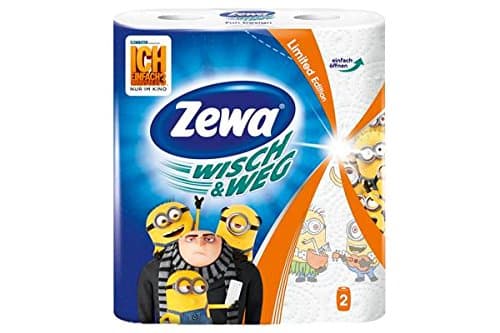 Zewa Wisch und Weg Paper Extra Large Kitchen Rolls Fun Absorbent Wipes in Limited Edition Design, 1 x 2 Rolls (2 x 72 Sheets)