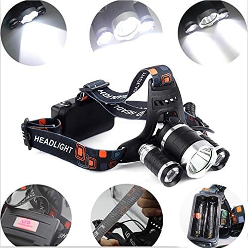 Super Bright LED Waterproof Headlamp Charger Include,Portable Work Lights with 4 Modes, Zoomable Headlight,Best for Emergency Hunting Camping Hiking Fishing Working,Require 2pcs 18650 Battery
