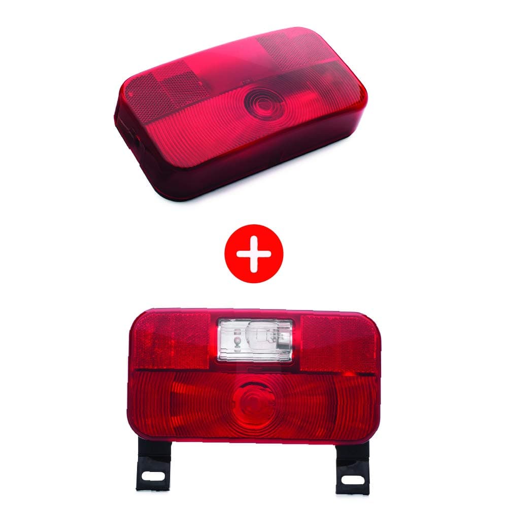 Lumitronics RV Surface Mount Tail Light and Surface Mount License Light with Bracket Bundle - Stop/Turn/Tail Lights