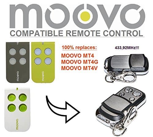 MOOVO MT4, MT4G, MT4V compatible remote control replacement transmitter, 433.92Mhz rolling code keyfob