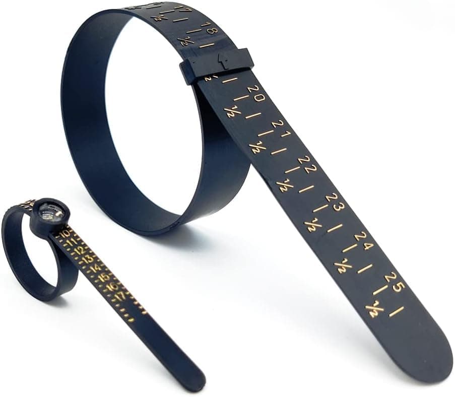 2 in 1 Bracelet Sizer & Ring Sizer Measuring Tool15-25 Bracelet Measurement Tool, 1-17 US Ring Measurement Tool with Magnified Glass Finger Measure for Ring Size, Wrist Measure for Bracelet