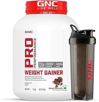 GNC Pro Performance Weight Gainer & Black Shaker (Double Chocolate, 3 Kg with Shaker)