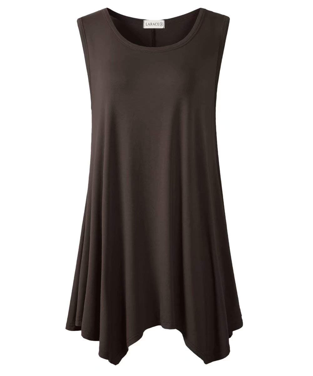 LARACE Women Plus Size Solid Basic Flowy Tank Tops Summer Sleeveless Tunic
