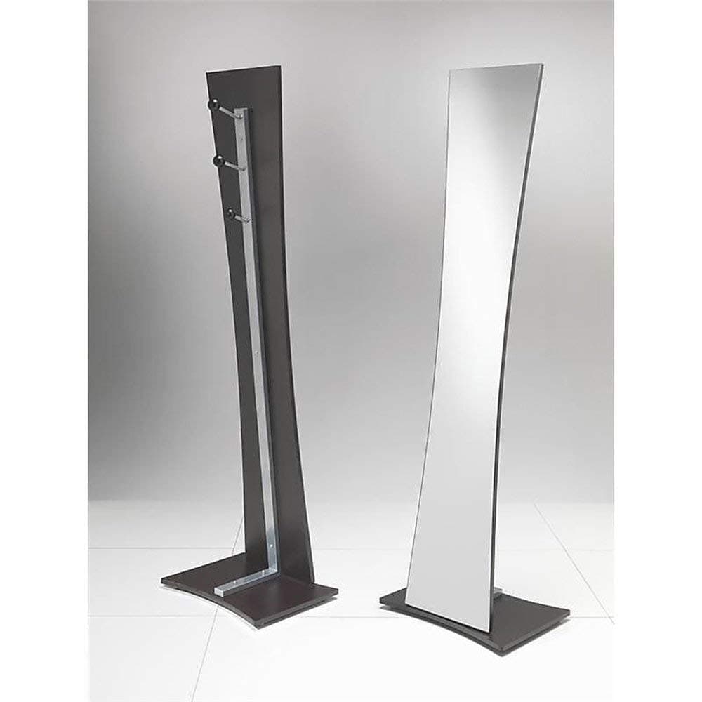 tomasucci Vanessa Floor Standing Mirror with Coat Hooks, Metal, Dark Brown