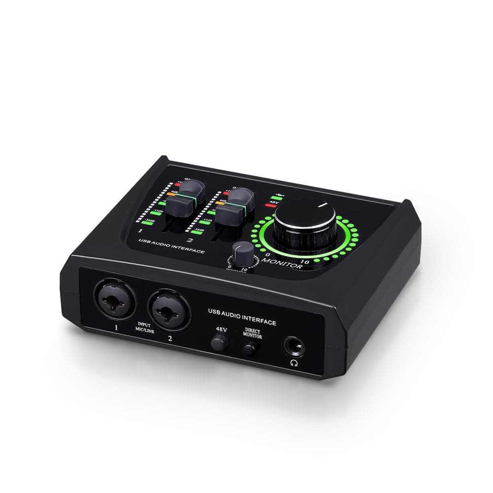 BOMGE mini 2 Channel USB Audio Interface for Recording, Streaming and Podcasting, with XLR/48V Phantom Power,Studio Quality Audio Interface for Guitarist, Vocalist, Podcaster or Producer
