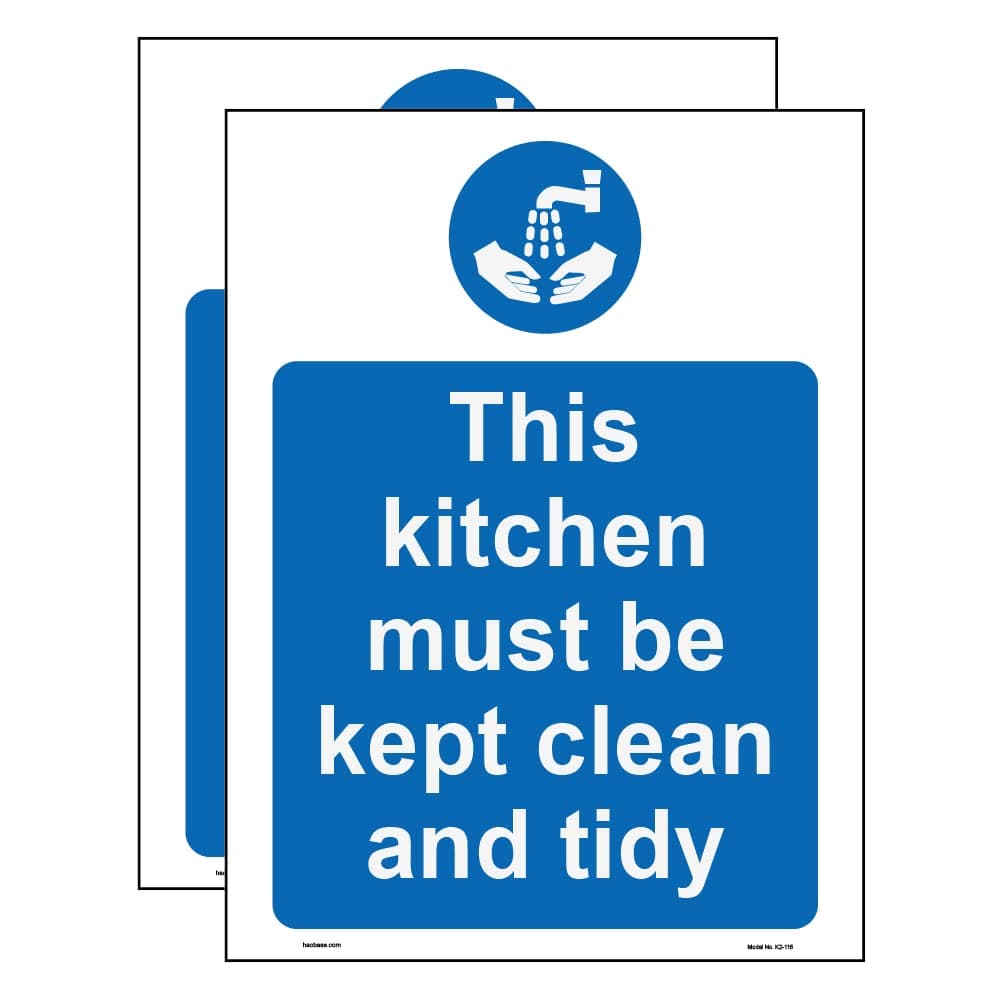 Haobase 2 Pcs This Kitchen Must be Kept Clean and Tidy Sign Stickers - Self Adhesive Vinyl -15 cm x 20 cm