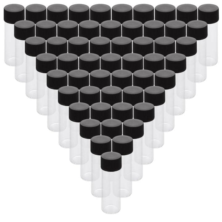 100 Pcs 4ml Clear Small Vials with Screw Caps, Small Glass Sample Bottle, Leak-Proof Glass Oil Vial for Essential Oil, Liquid Sample