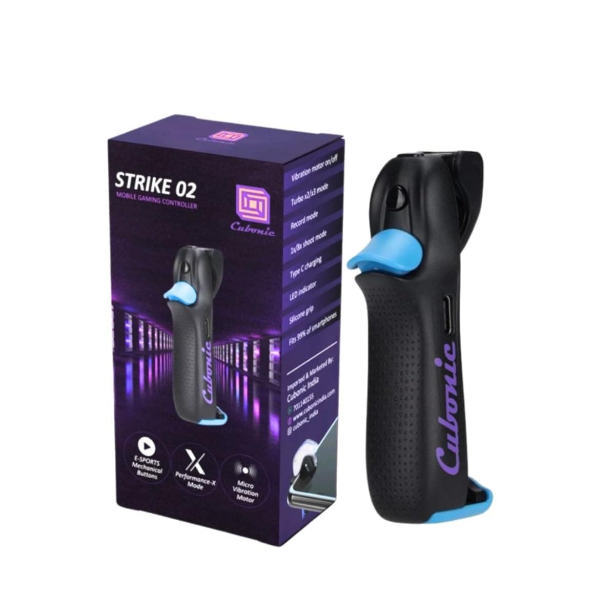 Cubonic Strike 02 Mobile Game Controller Four Finger Gamepad Joystick for Pubg Trigger Game for ios/Android Gamepad