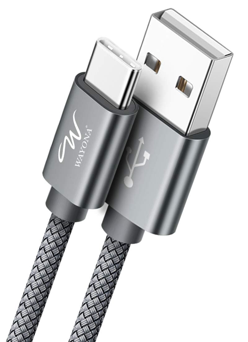 Wayona USB Type C 6FT/2M Charger Cable Fast Charging 65W for Samsung Galaxy S23,S22,S21 Note 20, M52, A13, A23, A53,Nintendo Switch, Huawei, GoPro Hero 7,PS5 (6 FT Pack of 1, Grey)