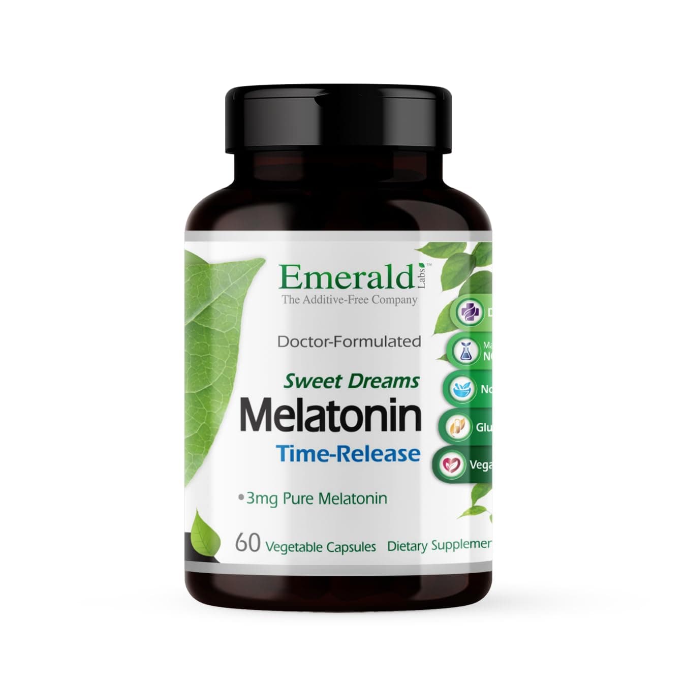 EMERALD LABS Sweet Dreams Melatonin Time-Release - Melatonin Sleep Support Supplement - Supports Healthy Sleep Patterns - 60 Vegetable Capsules (Up to 60-Day Supply)