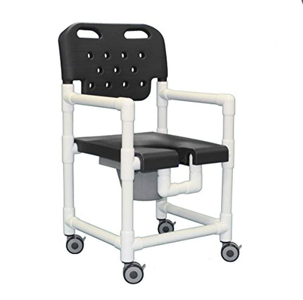 IPU ELT817 P Elite Rolling Shower Commode Chair for use Over existing Toilet, Bedside, and in The Shower (Gray)