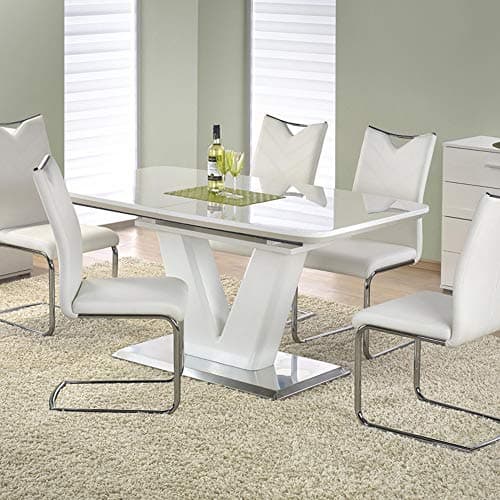 MISTRAL White High Gloss Modern Extending 160-220 CM Dining Table