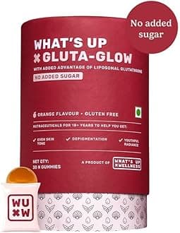 What's Up Wellness Gluta-Glow Gummies | Liposomal Glutathione with Vitamin C for Radiant Skin Tone | Depigmentation | Detoxification | 30 Days | Men & Women | No Added Sugar