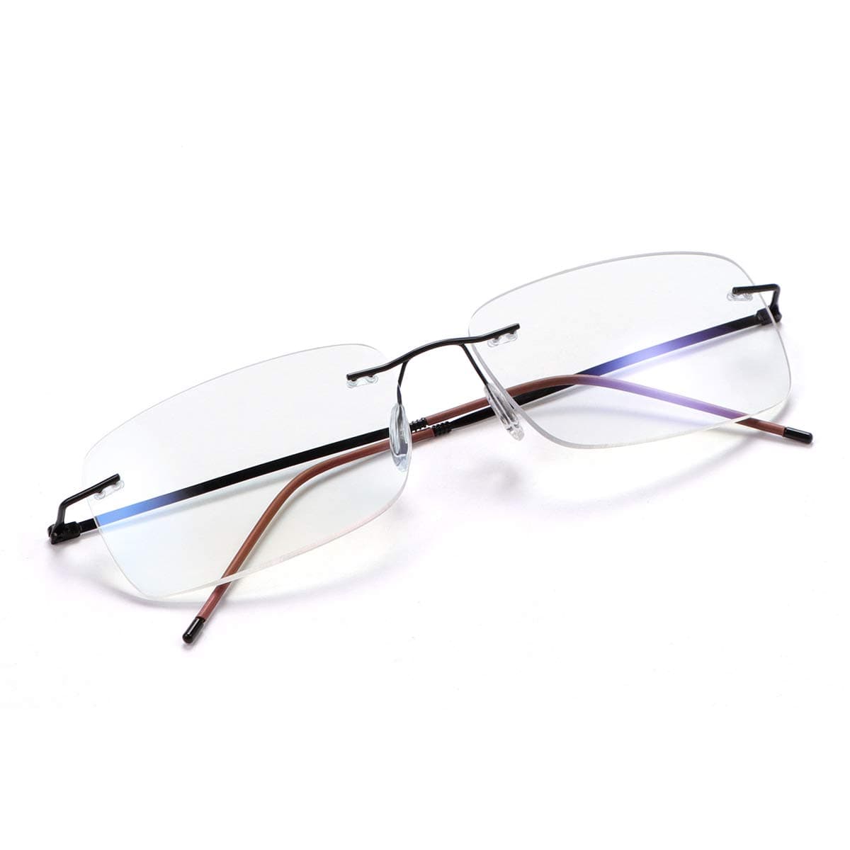 Rimless Progressive Multifocus Reading Glasses Blue Light Blocking No Line Multifocal Computer Titanium Readers for Women Men