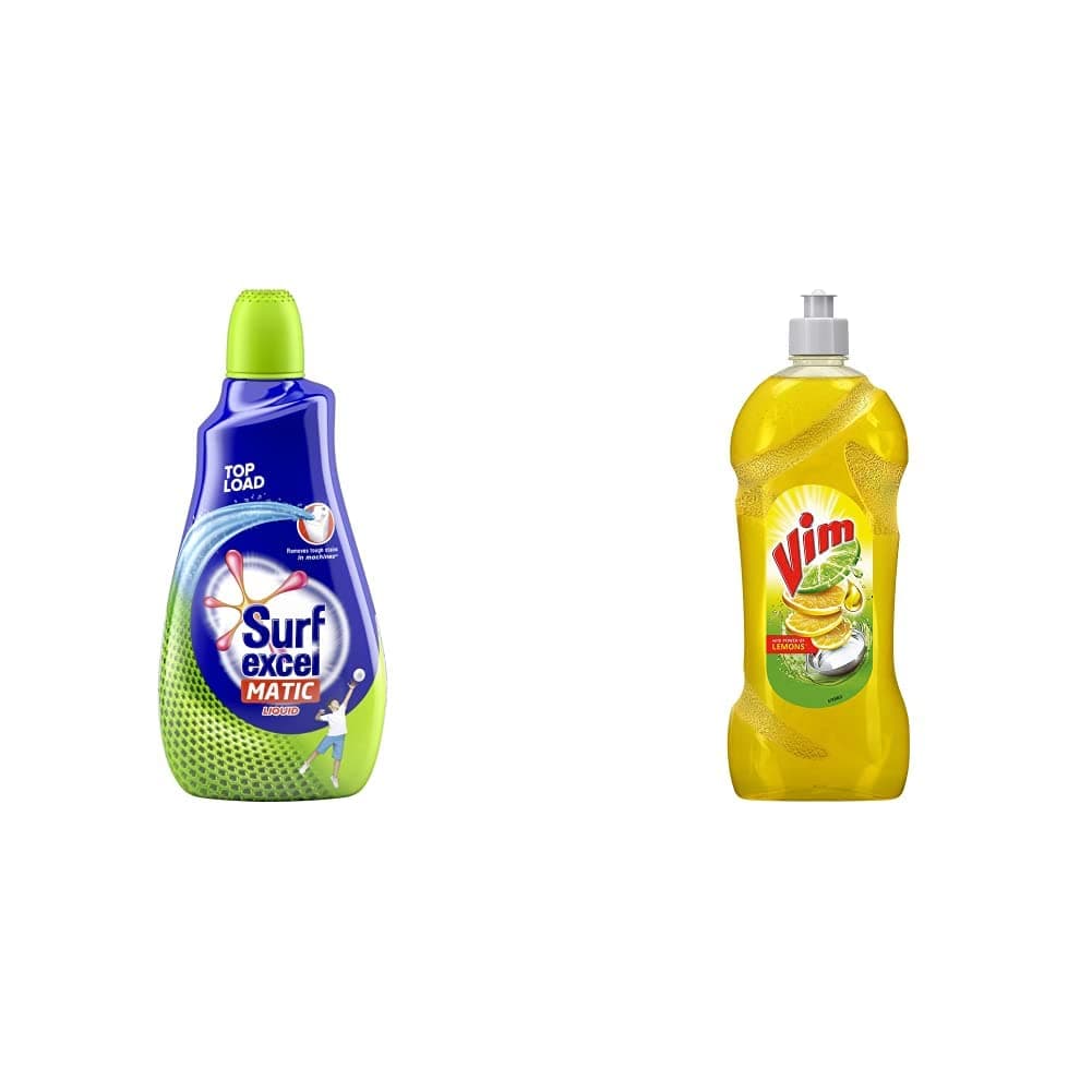 Matic Top Load Liquid Detergent - 1.02L & Vim Dishwash Gel, Lemon, 750 ml Combo