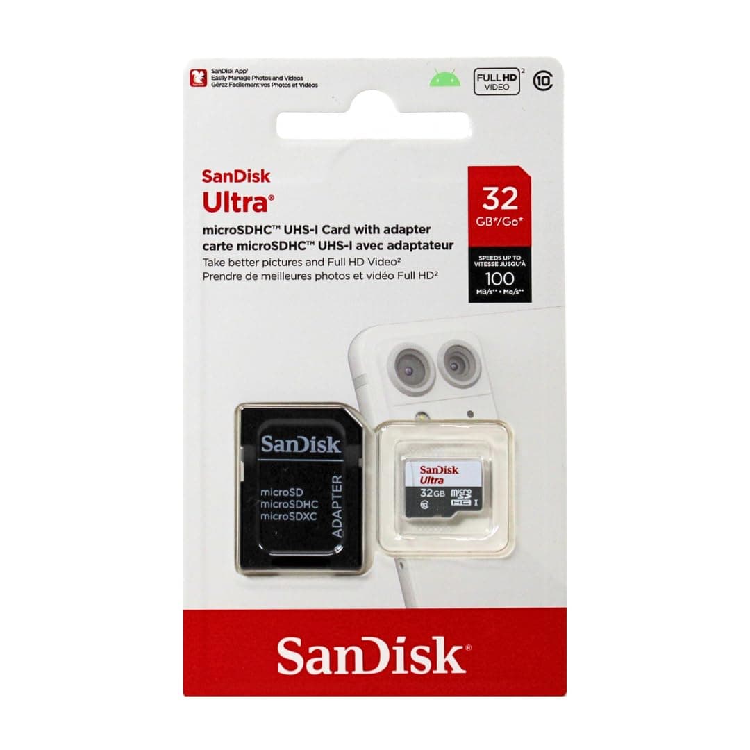 Ultra 32GB UHS-I/Class 10 Micro SDHC Memory Card With Adapter - SDSDQUAN-032G-G4A