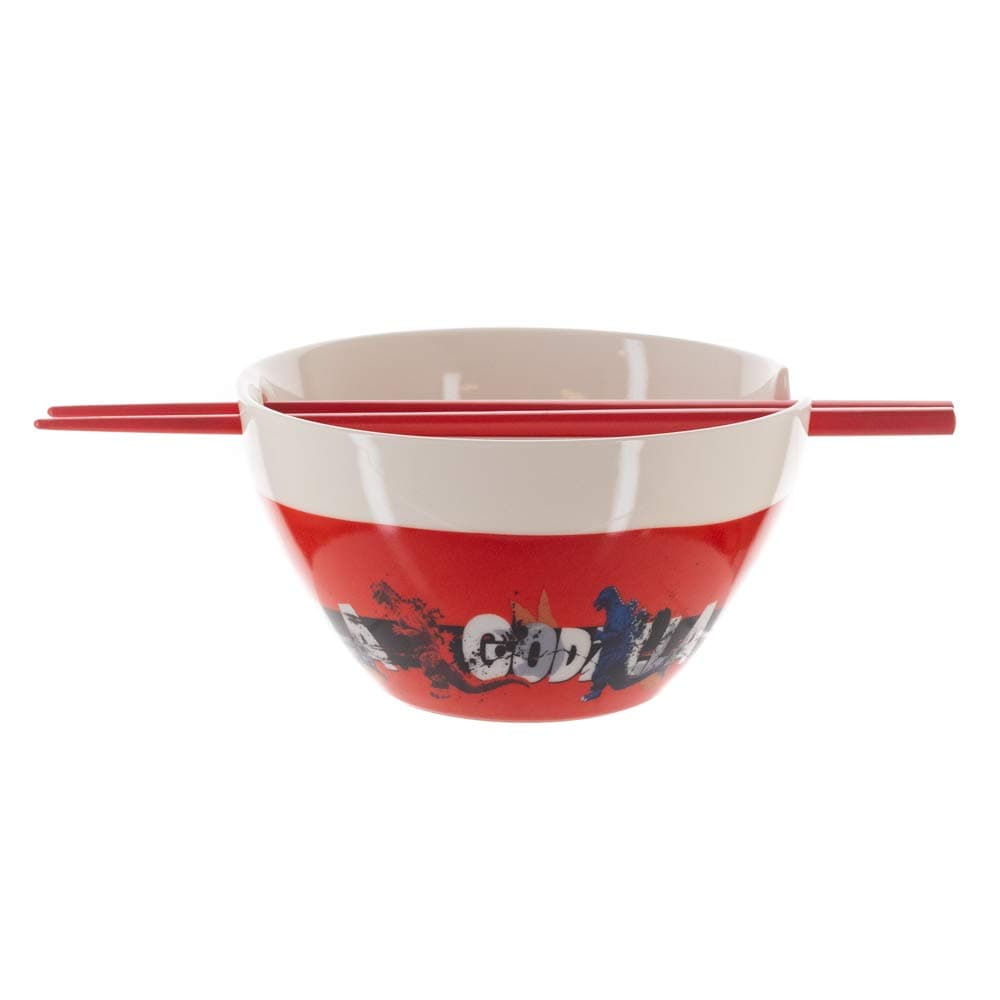 Bioworld Godzilla Chopsticks ceramic ramen bowl with chop sticks, OSFA , 300 milliliters