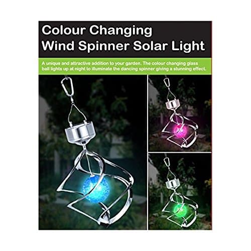 Globatek Colour Changing Saturn Wind Spinner Solar Light Garden - No Wires Required