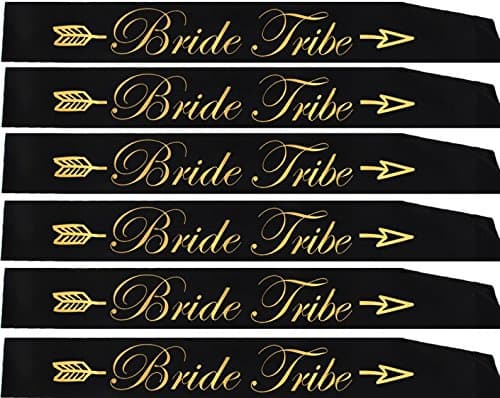 Gemich Bride tribe sash set(6 pack),bridesmaid sash,team bride sash,bachelorette sash set for bridesmaids,maid of honor,bridal shower and hen party decorations,favors,gifts,accessories and supplies