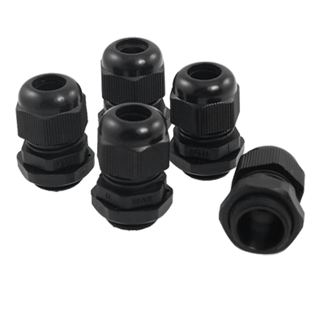 uxcell 5 Pcs Waterproof PG11 Black Plastic Cable Glands Joints