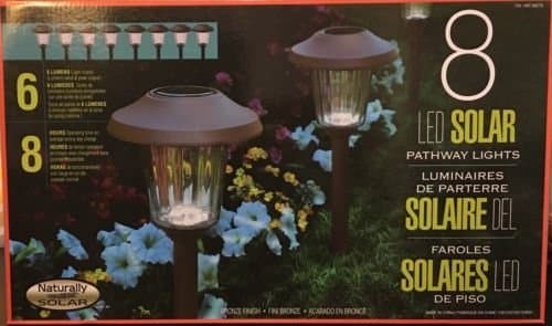 New Naturally Solar 8 Piece LED Solar Pathway Lights Set Bronze Finish 6 Lumens