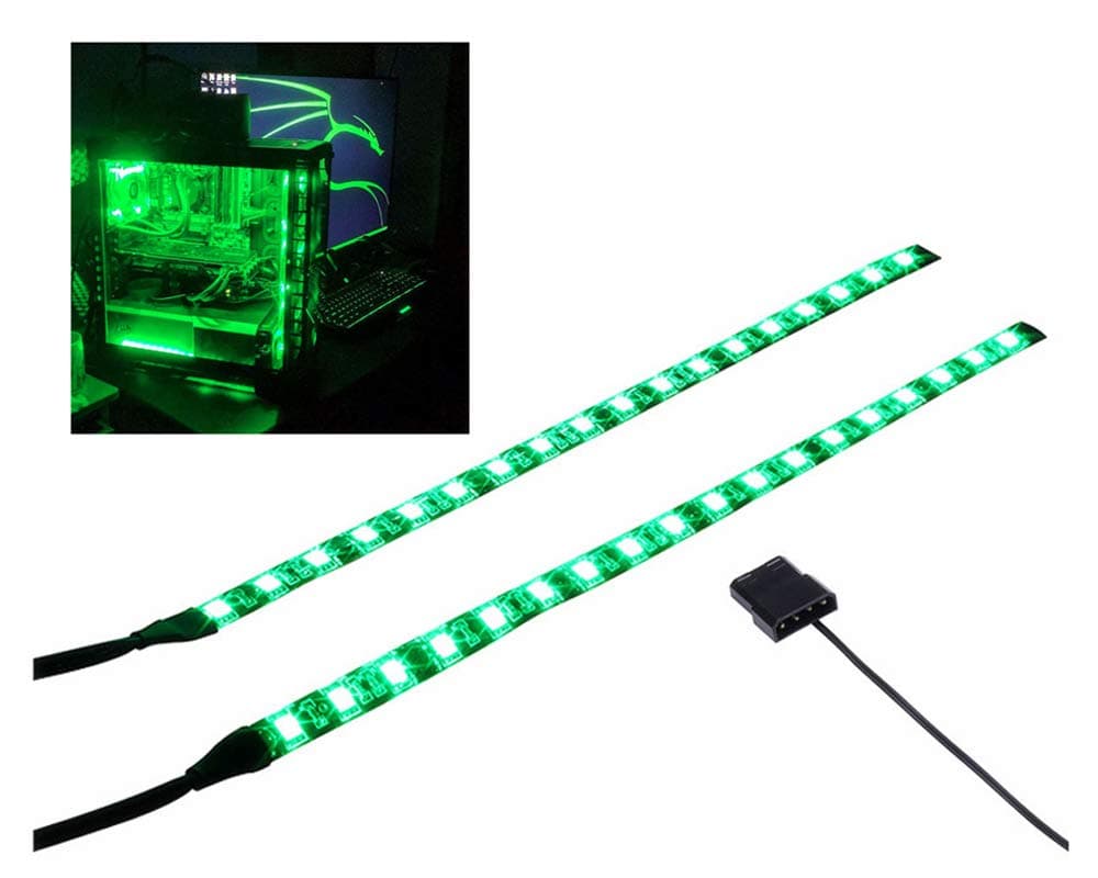 LEDdess Flexible LED Computer Strip Light with Magnet for PC Case (30cm 18 LED, S Series) Green
