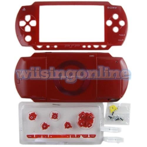 PSP Replacement Housing Shell Case with Button Set for SONY PSP 1000 Red