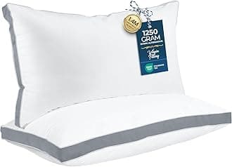 Bed Pillows for Sleeping King Size (Grey), Set of 2, Cooling Hotel Quality, Gusseted Pillow for Back, Stomach or Side Sleepers