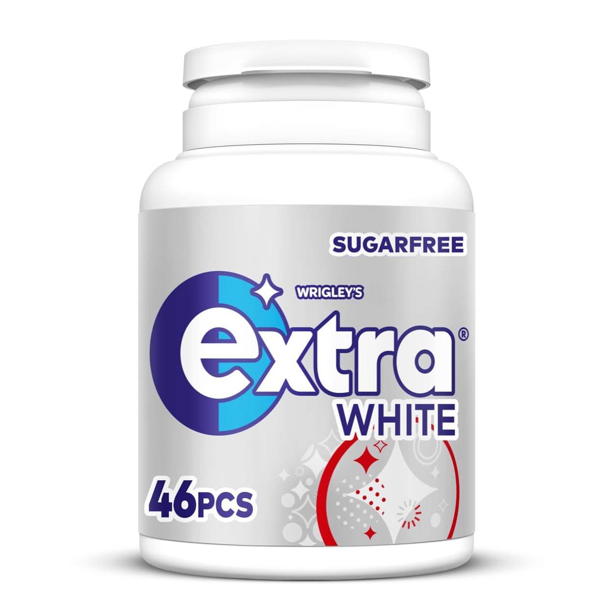 Wrigley's Extra White Chewing Gum, Peppermint Flavour, 46 pieces, Sugar Free Chewing Gum Bottle with Xylitol