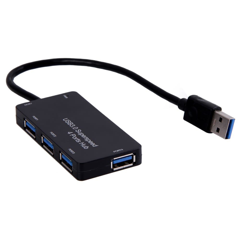 Ultra Thin 4 Ports USB 3.0 Hub Splitter Adapter Data Sync Transfer Super Speed 5Gbps Designed for Ultrabooks,Notebooks,Laptops,Desktop,MacBooks,Macbook Air,Macbook Pro,Mac Mini,Microsoft Surface Tablet Series and Any PC Brand - Plug and Play,Up to 4 USB Devices,with LED Indicator,Built-in 20cm Cable,Compatible with Windows 8.1(32/64 bit) Win 7/Vista/XP/2003/2000,Linux,Mac OS 10.2 and above - Support Connect Digital Cameras,MP3 Player,iPods and iPhones,Card Readers,USB Speakers,Keyboard,Mouse,Printer,HDD,Mobile Phone(and more) to Your Computer,Black