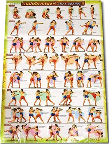 Muay Thai Kick Boxing Poster for Technical Education Posters More Than 40 Tactics Fight Grappling Muay Traditioning