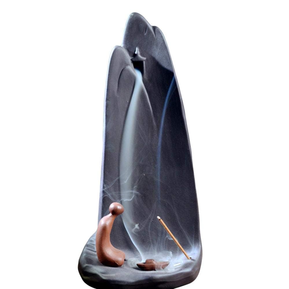 Zen Mountain River Backflow Incense Burner Handmade Ceramic Waterfall Smoke Incense Holders