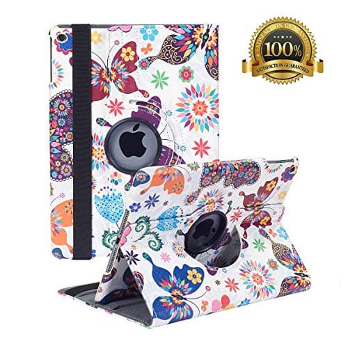 New iPad 8th Gen (2020) / 7th Generation (2019) 10.2 Inch Case - Rotating Stand Smart Cover Case with Auto Sleep Wake for Apple iPad 10.2" (Colorful Butterfly)