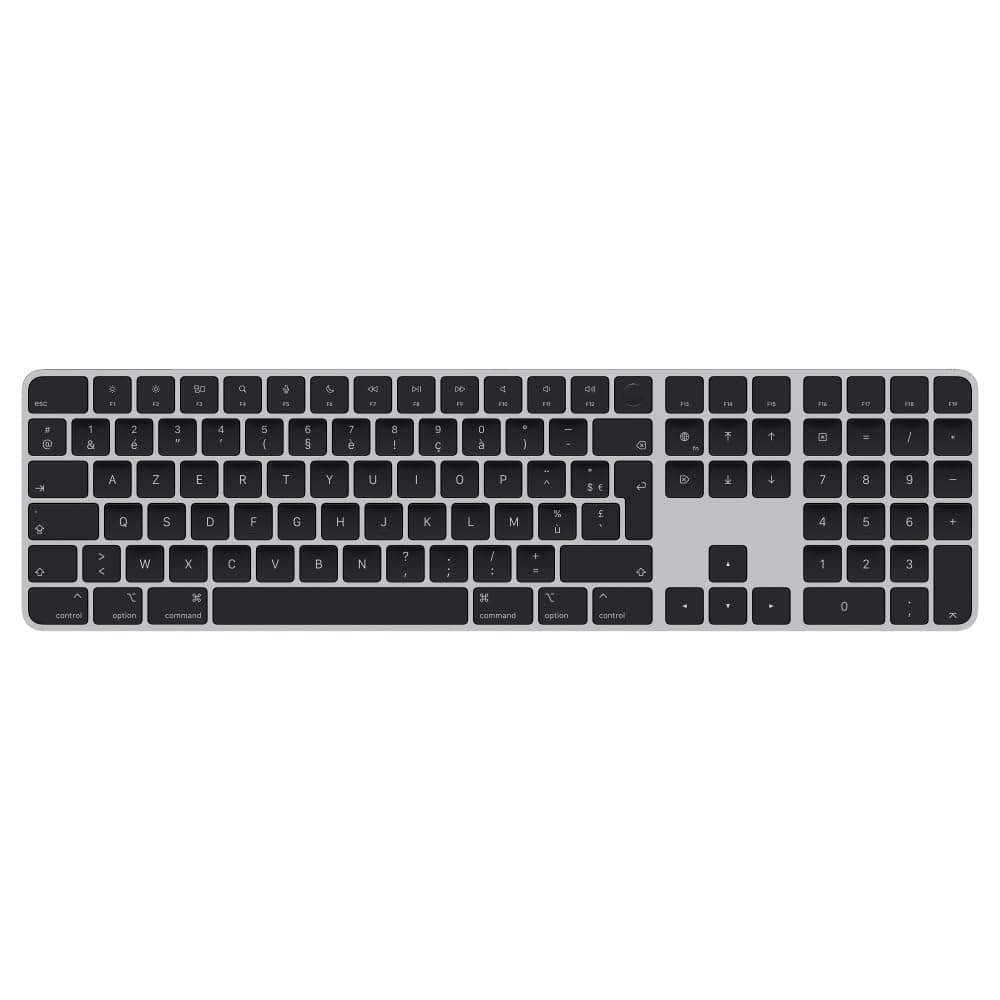 Apple Magic Keyboard with Touch ID and Numeric Keypad: Bluetooth, rechargeable. Works with Mac computers with Apple silicon; French, Black keys