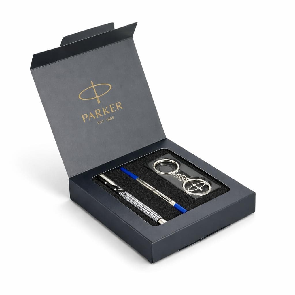 Gift Set | Vector Special Edition Chrome Trim Roller Ball Pen with Parker Keychain | Ideal for Gifting | Elegant Gift for Any Occasion