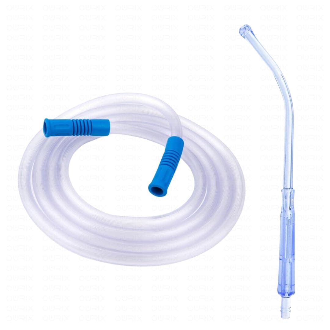 Yankauer Suction Set || 2.5 Meter Long Suction Tube with Yankauer Handle || Vented (Sterile - EO) Yankauer Handle with Crown Tip (Pack of 2)