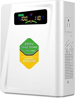 Step Down Transformer 220v to 110v Voltage Converter 2000w, No Noise, Ten Protection Functions, Suit for Juicer, Toaster, Chocolate Machine and Other US Appliances Used in Europe