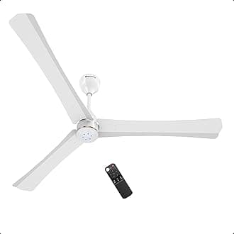 Renesa Halo Smart 1400mm BLDC Ceiling Fan with IoT & Remote | BEE 5 star | High Air Delivery | Low noise operation | LED Speed Indicator | Sleek Design | 3 Year Warranty | White-Gold Ring