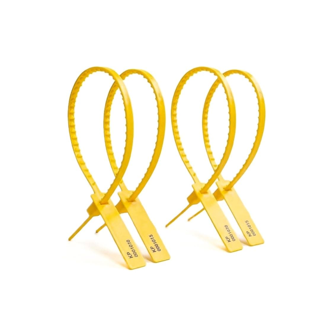 – Made in UK Numbered Pull-Through Security Seal - Cost-Effective Tamper-Evident Solution for Sealing Cash Bags, Mail Sacks, Waste Sacks, Trailers, and roll-Cages (500, Yellow)